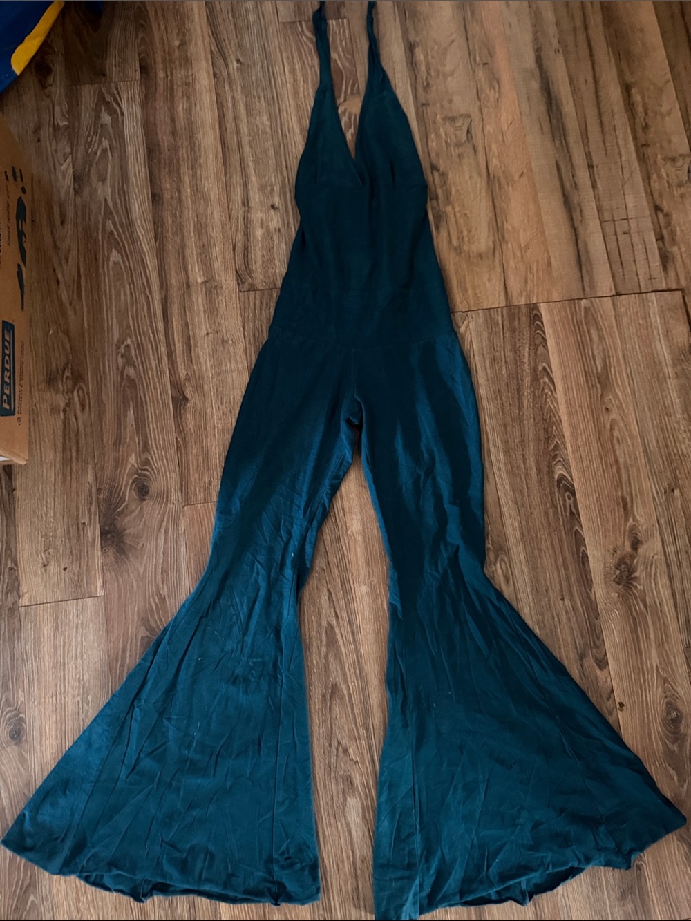 Teal Halter Flare Jumpsuit